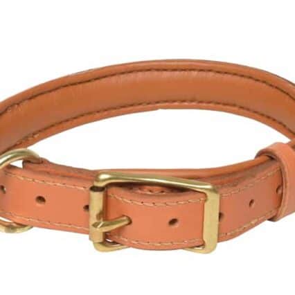 Collier cuir pour chien, doublé en peau de veau , cousu, fabriqué à la main, artisanalement, en France, avec du cuir français, couleur London