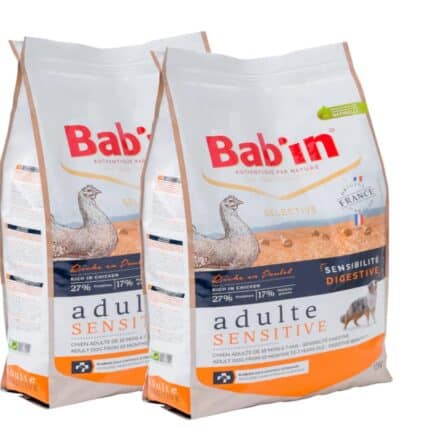 Croquettes françaises pour chien adulte, sensibilité digestive, problème de transit , maintien, entretien, premium, poulet, chondroïtine, glucosamine, soutien des articulations